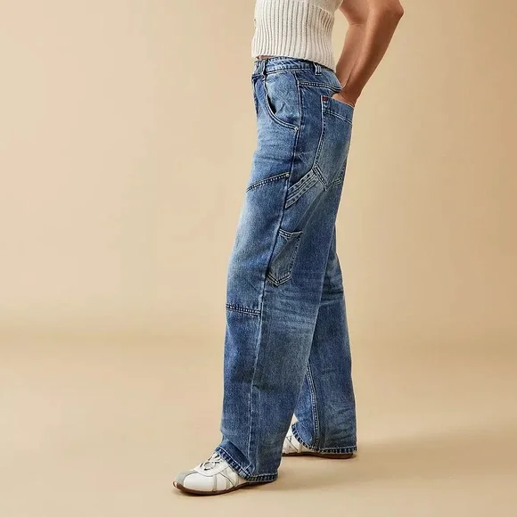 Urban Outfitters BDG Bella Acid Wash Baggy Carpenter Jeans Size 24 - Picture 2 of 8